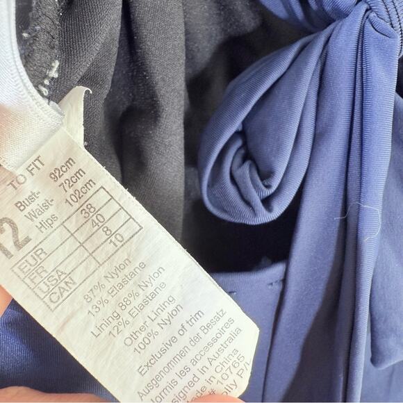 Seafolly Australia Seaview Navy Blue Halter Tie Front Ruched One Piece Swim 8 - Picture 9 of 11